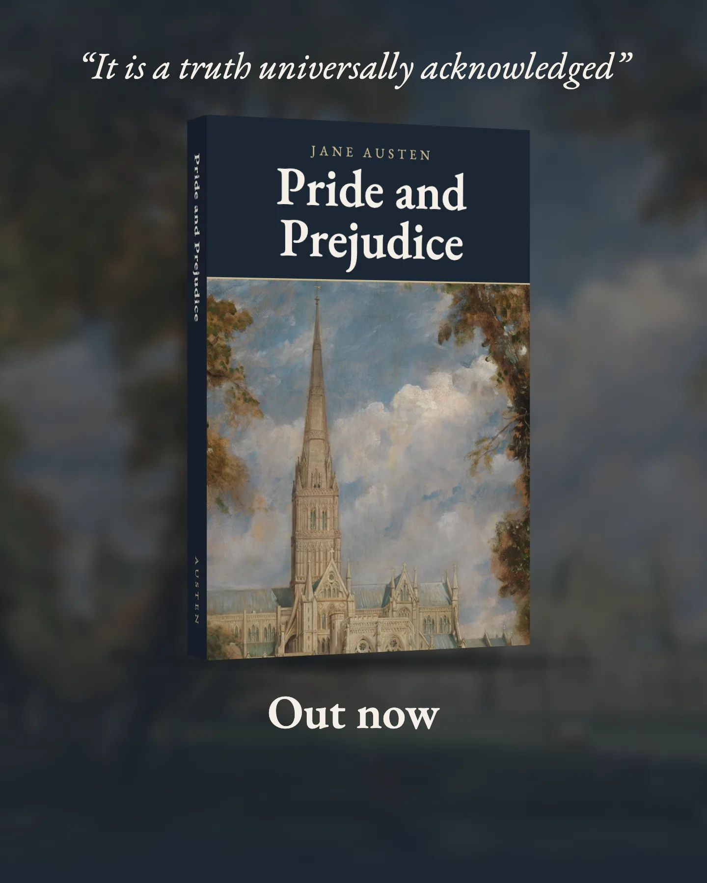 Ad image · 1440 x 1800 · Facebook and Instagram feed ads. The paperback fills most of the frame under the novel's first line and the words Out now.