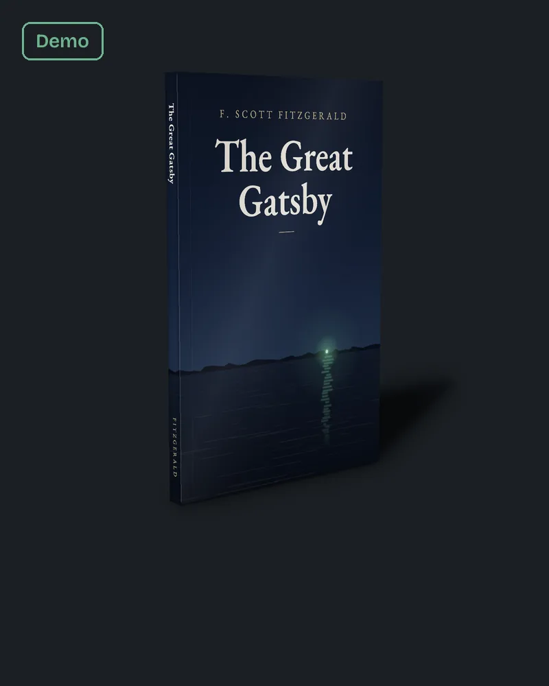 Sample: The Great Gatsby, paperback, 6 × 9 in, 0.37 in spine. Public-domain text, formatted by us.